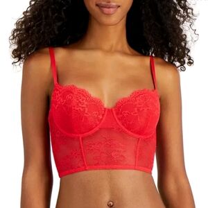 INC International Concepts Sz M‎ Longline Underwire Bra Lace Bustier Red